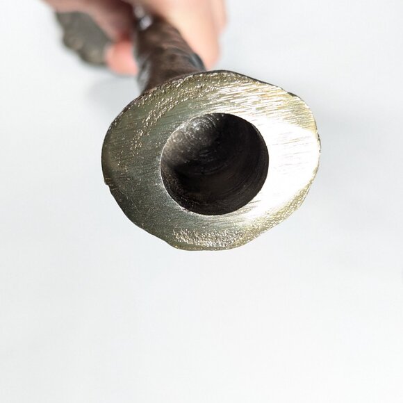 Pair of modernist candlesticks, Brutalist style MCM home décor - Picture 9 of 11